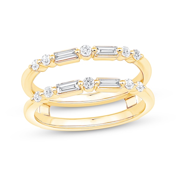 Baguette & Round-Cut Diamond Enhancer Ring 1/2 ct tw 14K Gold