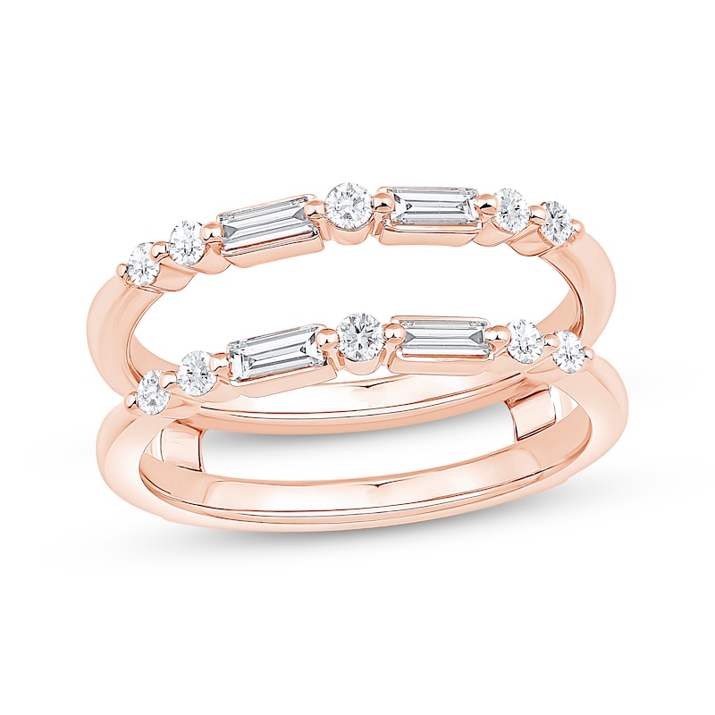 Main Image 1 of Baguette & Round-Cut Diamond Enhancer Ring 1/2 ct tw 14K Rose Gold