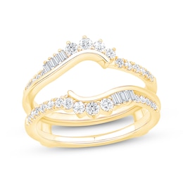 Now + Forever Baguette & Round-Cut Diamond Asymmetric Curve Enhancer Ring 1/2 ct tw 14K Yellow Gold