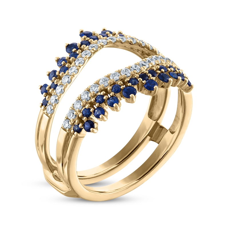 Diamond & Blue Sapphire Tiara Enhancer Ring 1/3 ct tw 14K Yellow Gold | Kay