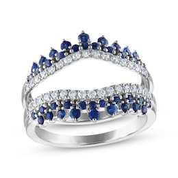 Diamond & Blue Sapphire Tiara Enhancer Ring 1/3 ct tw 14K White Gold