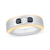 Thumbnail Image 1 of Men's White & Black Diamond Three-Stone Wedding Band 1/2 ct tw 10K Two-Tone Gold