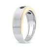 Thumbnail Image 2 of Men's White & Black Diamond Three-Stone Wedding Band 1/2 ct tw 10K Two-Tone Gold