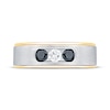 Thumbnail Image 3 of Men's White & Black Diamond Three-Stone Wedding Band 1/2 ct tw 10K Two-Tone Gold