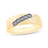 Thumbnail Image 1 of Now + Forever Men's Black Diamond Diagonal Groove Wedding Band 1/3 ct tw 10K Yellow Gold