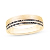 Thumbnail Image 1 of Men's Black Diamond Two-Row Wedding Band 1/3 ct tw 10K Yellow Gold