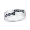 Thumbnail Image 1 of Men's Black Diamond Asymmetric Row Wedding Band 1/3 ct tw 10K White Gold