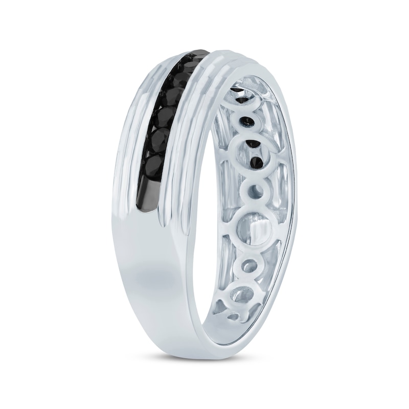 Main Image 2 of Now + Forever Men's Black Diamond Wedding Band 1/2 ct tw 10K White Gold