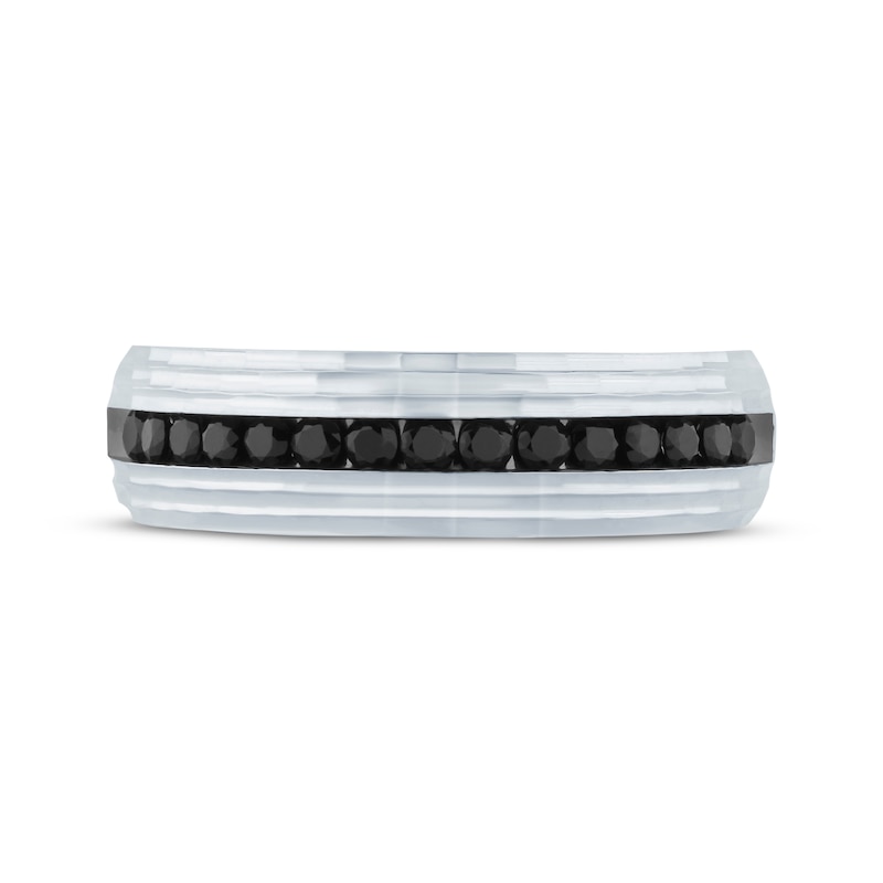 Main Image 3 of Now + Forever Men's Black Diamond Wedding Band 1/2 ct tw 10K White Gold