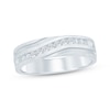 Thumbnail Image 1 of Men's Diamond Wave Wedding Band 1/4 ct tw 10K White Gold