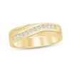 Thumbnail Image 1 of Men's Diamond Wave Wedding Band 1/4 ct tw 10K Yellow Gold