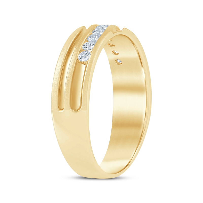 Main Image 2 of Now + Forever Men's Diamond Wave Wedding Band 1/4 ct tw 10K Yellow Gold