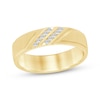 Thumbnail Image 1 of Men's Diamond Diagonal Double-Row Wedding Band 1/10 ct tw 10K Yellow Gold