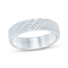 Thumbnail Image 1 of Men's Diamond Diagonal Double-Row Wedding Band 1/10 ct tw 10K White Gold