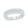 Thumbnail Image 1 of Men's Diamond Grooved Wedding Band 1/4 ct tw 10K White Gold