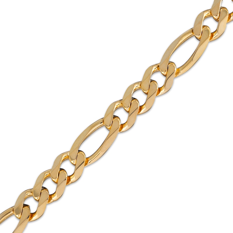 Solid Diamond-Cut Figaro Chain Bracelet 7.8mm 10K Yellow Gold 8.5"