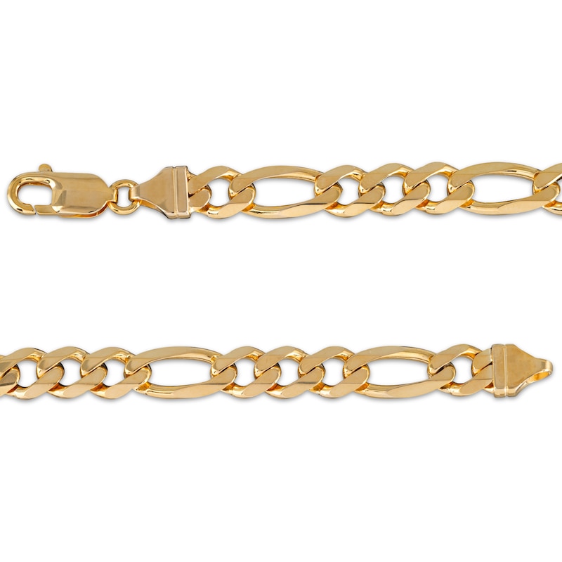 Solid Diamond-Cut Figaro Chain Bracelet 7.8mm 10K Yellow Gold 8.5"