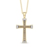 Thumbnail Image 1 of Men's Brown & White Diamond Cross Necklace 1/2 ct tw 10K Yellow Gold 22&quot;