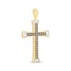 Thumbnail Image 2 of Men's Brown & White Diamond Cross Necklace 1/2 ct tw 10K Yellow Gold 22&quot;