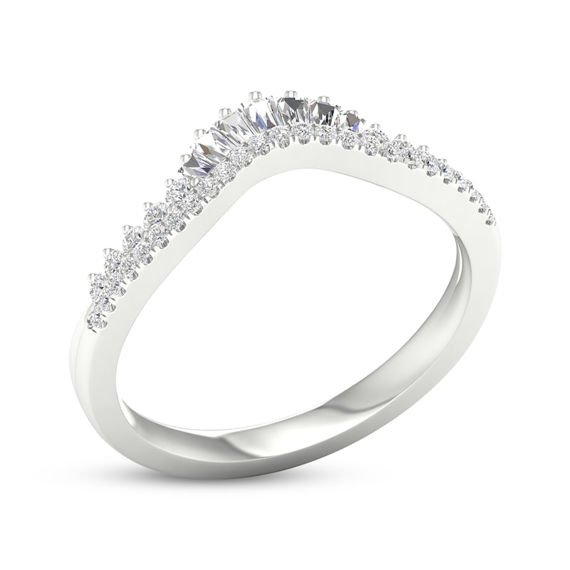 Main Image 2 of Baguette & Round-Cut Diamond Contour Anniversary Ring 1/3 ct tw 14K White Gold