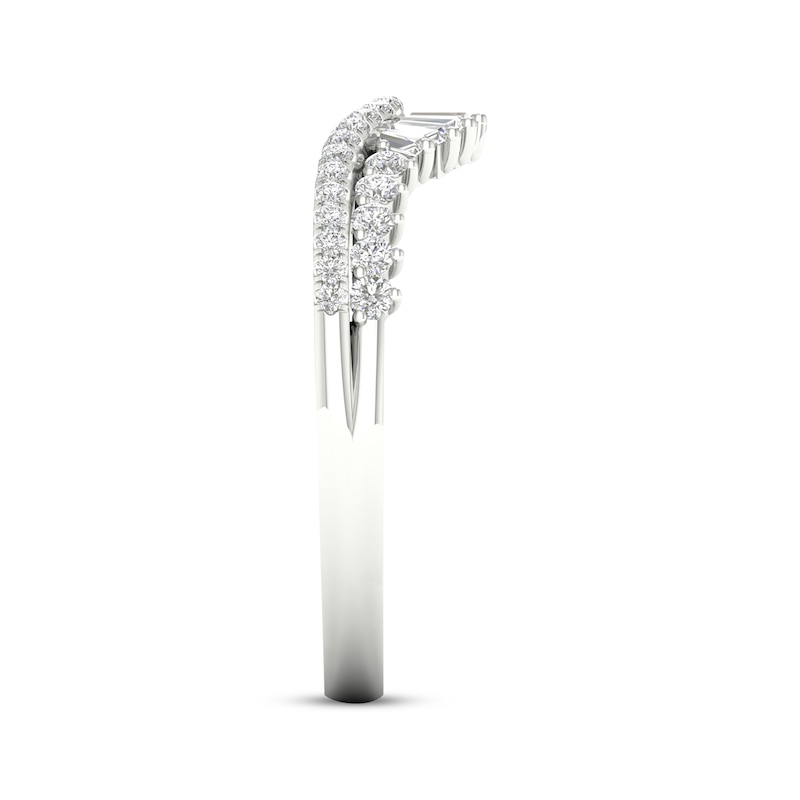 Main Image 3 of Baguette & Round-Cut Diamond Contour Anniversary Ring 1/3 ct tw 14K White Gold