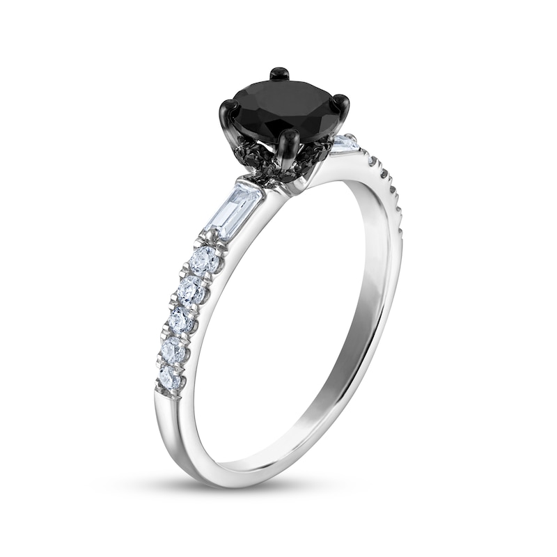 Main Image 2 of Round-Cut Black & White Diamond Engagement Ring 1-1/3 ct tw 14K White Gold