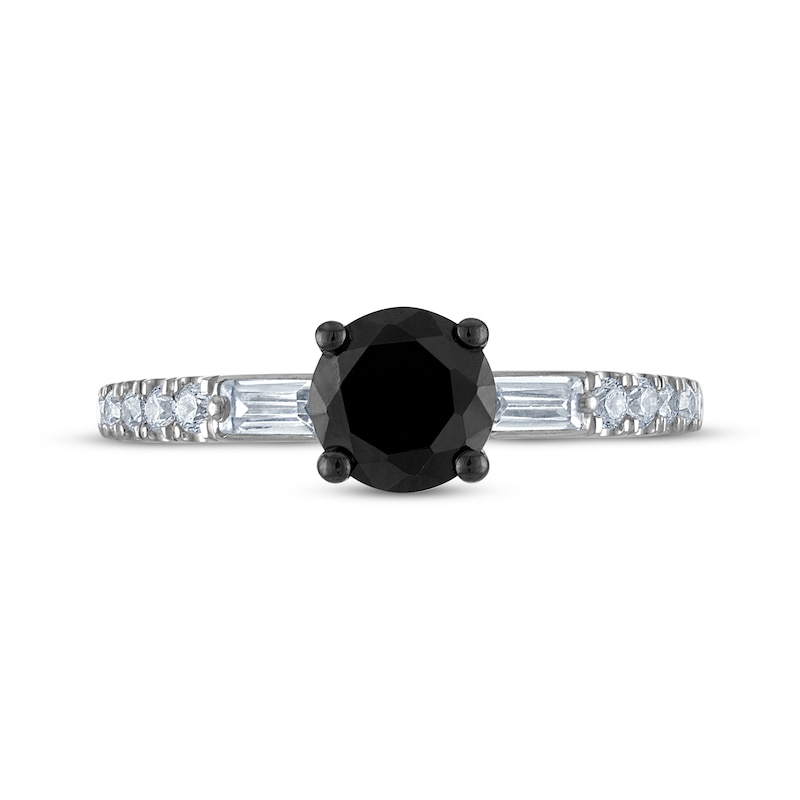 Main Image 3 of Round-Cut Black & White Diamond Engagement Ring 1-1/3 ct tw 14K White Gold