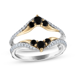 Black & White Diamond Enhancer Ring 3/4 ct tw 14K Two-Gone Gold