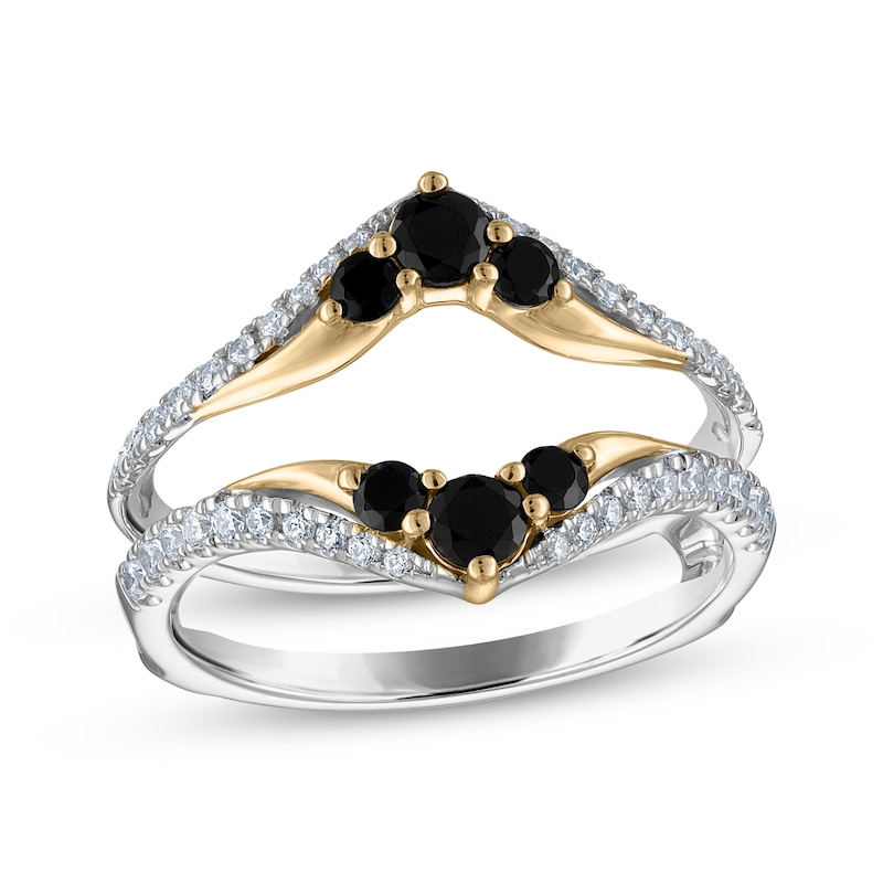 Black & White Diamond Enhancer Ring 3/4 ct tw 14K Two-Gone Gold