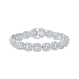 Multi-Diamond Cushion Link Bracelet 5 ct tw 10K White Gold 7&quot;