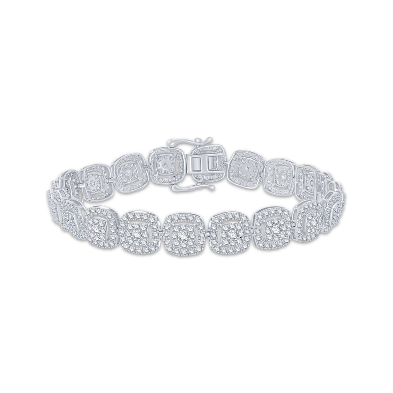 Main Image 1 of Multi-Diamond Cushion Link Bracelet 5 ct tw 10K White Gold 7&quot;