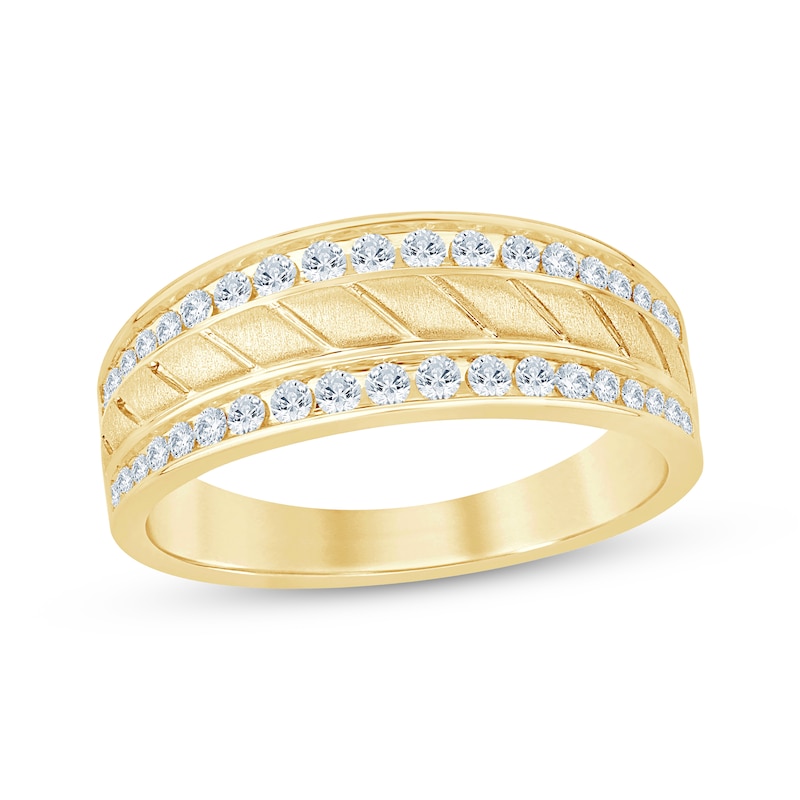 Main Image 1 of Men's Diamond Wedding Band 1/2 ct tw 10K Yellow Gold