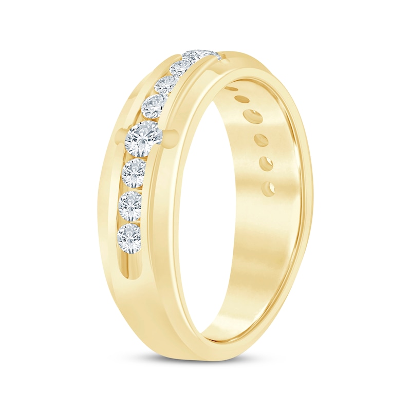 Main Image 2 of Men's Diamond Channel Wedding Band 1 ct tw 10K Yellow Gold