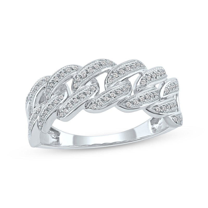 Main Image 1 of Men's Diamond Chain Link Ring 1/4 ct tw 10K White Gold