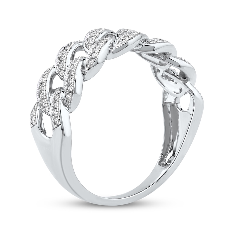 Main Image 2 of Men's Diamond Chain Link Ring 1/4 ct tw 10K White Gold