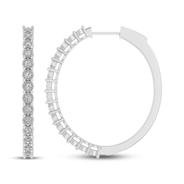 Diamond Hoop Earrings 1 ct tw Sterling Silver