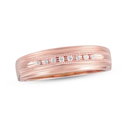 Men's Diamond Milgrain Wedding Band 1/10 ct tw 10K Rose Gold