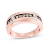 Thumbnail Image 1 of Men's Champagne & White Diamond Wedding Band 1/3 ct tw 10K Rose Gold