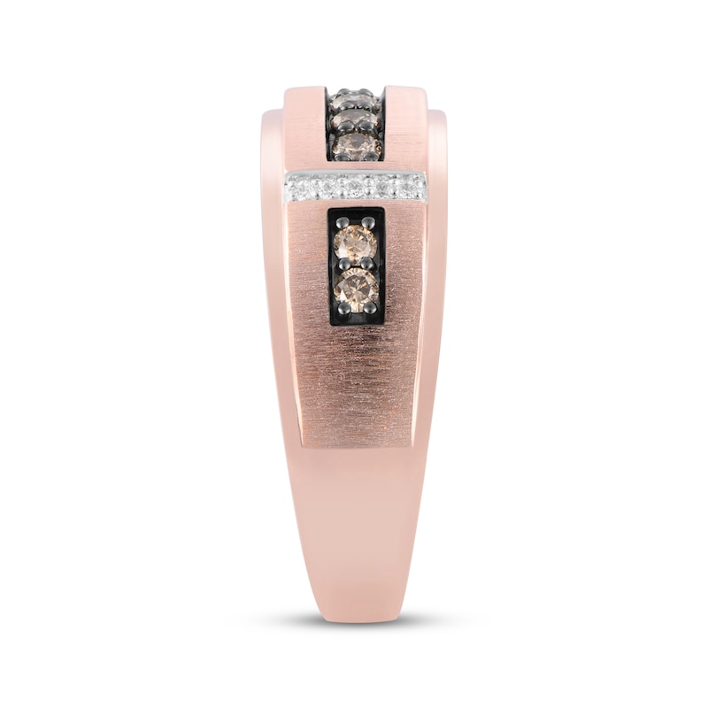 Main Image 2 of Now + Forever Men's Champagne & White Diamond Wedding Band 1/3 ct tw 10K Rose Gold