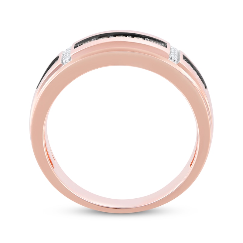 Main Image 3 of Men's Champagne & White Diamond Wedding Band 1/3 ct tw 10K Rose Gold