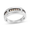 Thumbnail Image 1 of Men's Champagne & White Diamond Wedding Band 1/3 ct tw 10K White Gold