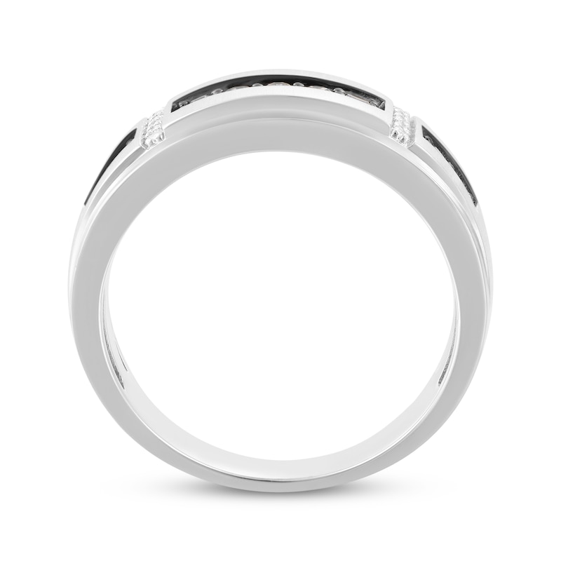 Main Image 3 of Men's Champagne & White Diamond Wedding Band 1/3 ct tw 10K White Gold