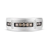 Thumbnail Image 4 of Men's Champagne & White Diamond Wedding Band 1/3 ct tw 10K White Gold