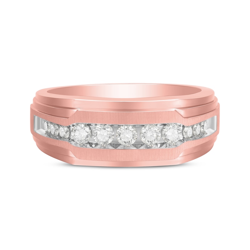 Main Image 4 of Men's Diamond Wedding Band 1/2 ct tw 10K Rose Gold