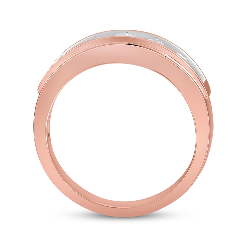 Main Image 3 of Men's Diamond Five-Stone Wedding Band 1 ct tw 10K Rose Gold