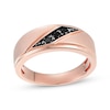 Thumbnail Image 1 of Men's Black Diamond Three-Stone Wedding Band 1/5 ct tw 10K Rose Gold