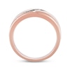 Thumbnail Image 3 of Men's Black Diamond Three-Stone Wedding Band 1/5 ct tw 10K Rose Gold