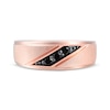 Thumbnail Image 4 of Men's Black Diamond Three-Stone Wedding Band 1/5 ct tw 10K Rose Gold