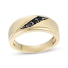 Thumbnail Image 0 of Men's Black Diamond Three-Stone Wedding Band 1/5 ct tw 10K Yellow Gold