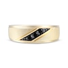 Thumbnail Image 3 of Men's Black Diamond Three-Stone Wedding Band 1/5 ct tw 10K Yellow Gold